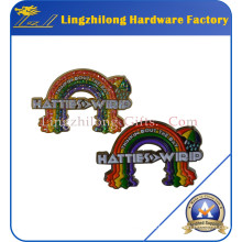 Soft Enamel Alloy Glitter Rainbow Badge